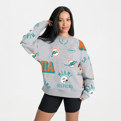 Miami Dolphins Gameday Couture Women's Always On Repeat Fleece Sweatshirt Heather Gray