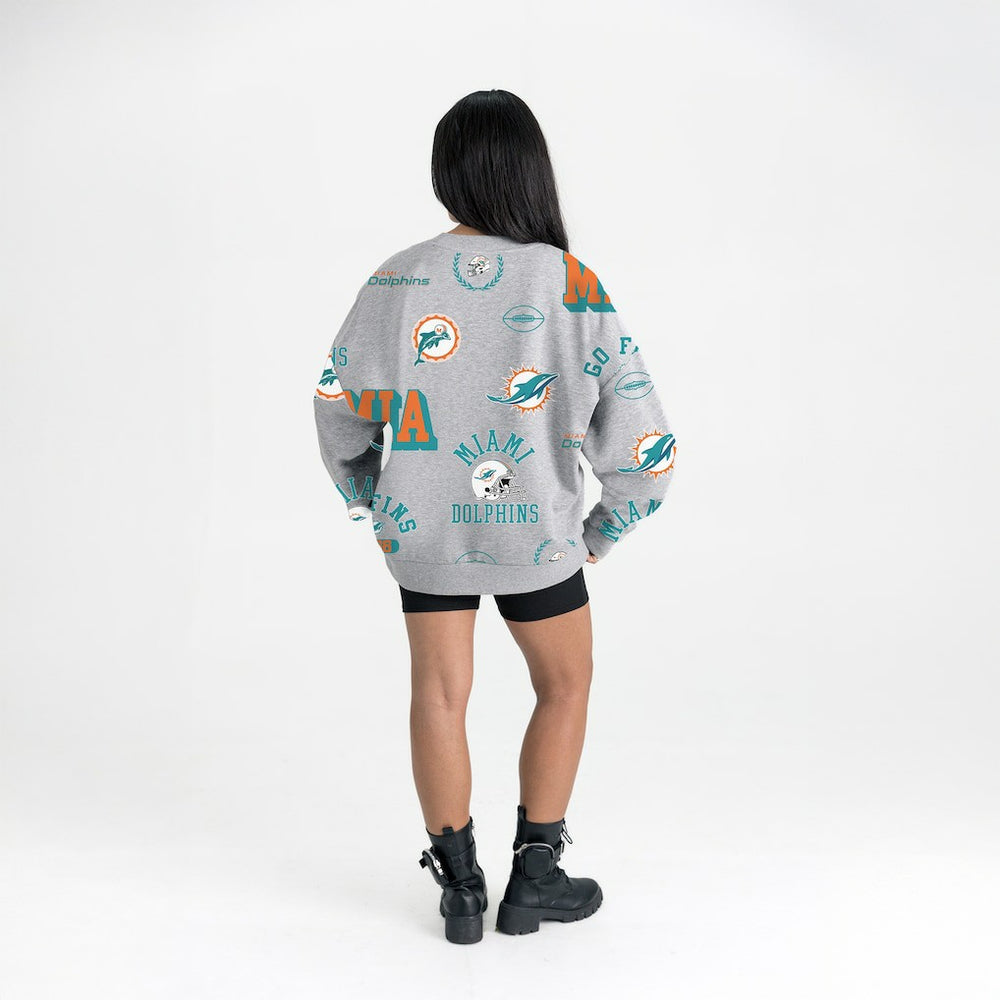 Miami Dolphins Gameday Couture Women's Always On Repeat Fleece Sweatshirt Heather Gray