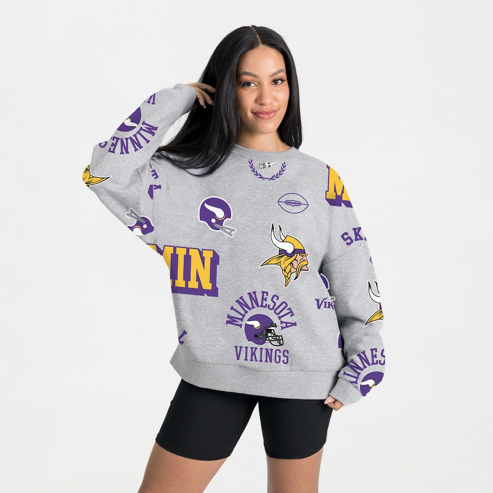 Minnesota Vikings Gameday Couture Women's Always On Repeat Fleece Sweatshirt Heather Gray