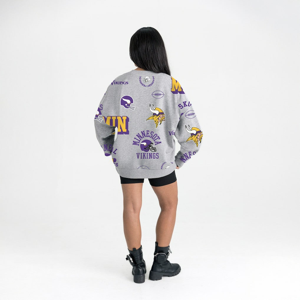 Minnesota Vikings Gameday Couture Women's Always On Repeat Fleece Sweatshirt Heather Gray
