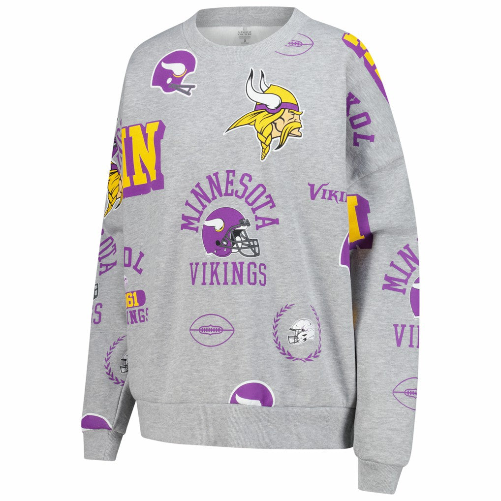 Minnesota Vikings Gameday Couture Women's Always On Repeat Fleece Sweatshirt Heather Gray