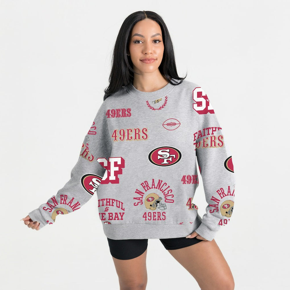 San Francisco 49ers Gameday Couture Women's Always On Repeat Fleece Sweatshirt Heather Gray