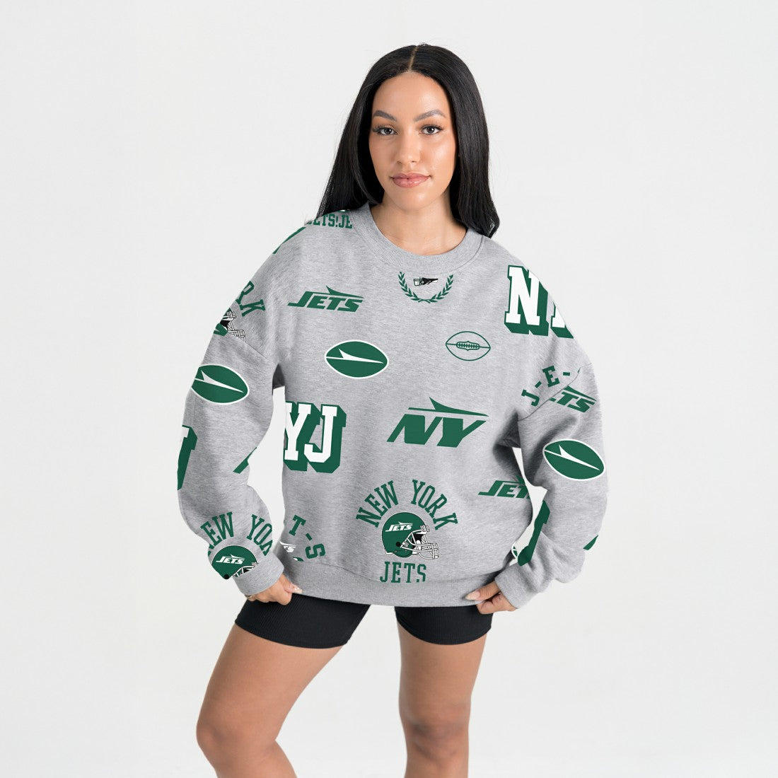 New York Jets Gameday Couture Women's Always On Repeat Fleece Sweatshirt Heather Gray