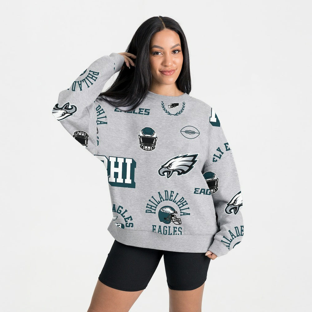 Philadelphia Eagles Gameday Couture Women's Always On Repeat Fleece Sweatshirt Heather Gray