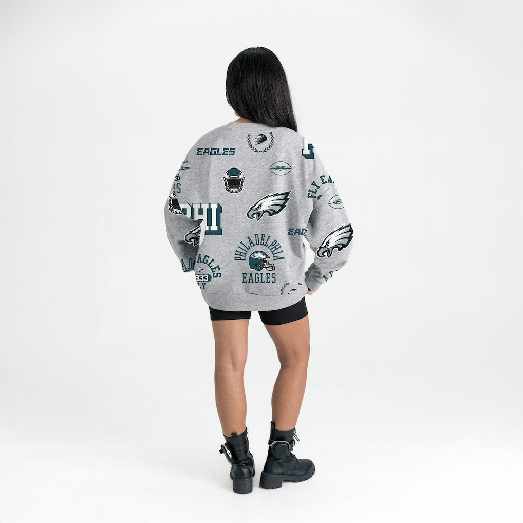 Philadelphia Eagles Gameday Couture Women's Always On Repeat Fleece Sweatshirt Heather Gray