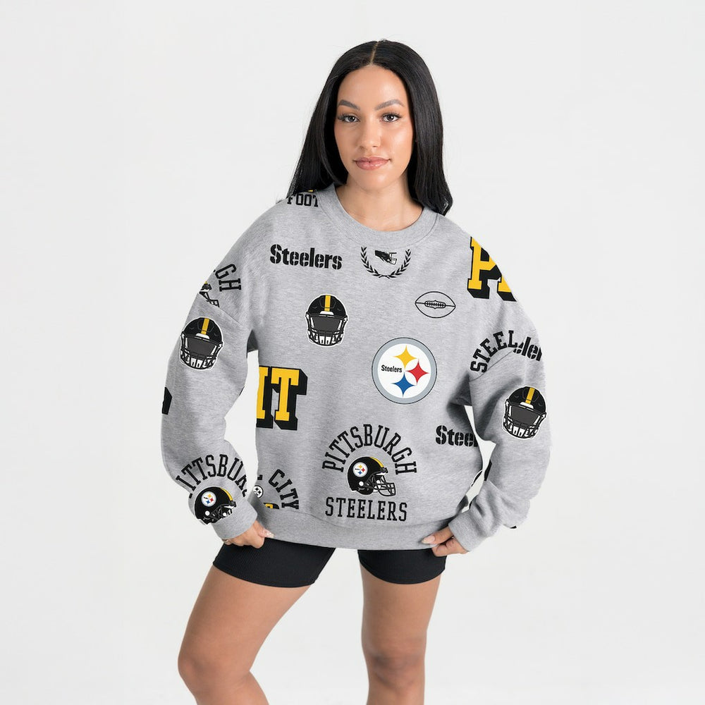 Pittsburgh Steelers Gameday Couture Women's Always On Repeat Fleece Sweatshirt Heather Gray