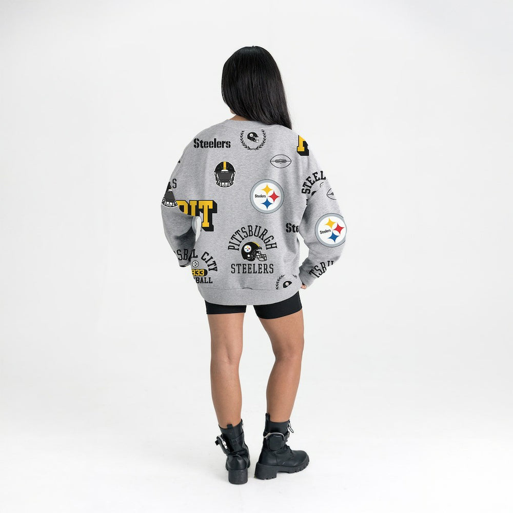Pittsburgh Steelers Gameday Couture Women's Always On Repeat Fleece Sweatshirt Heather Gray