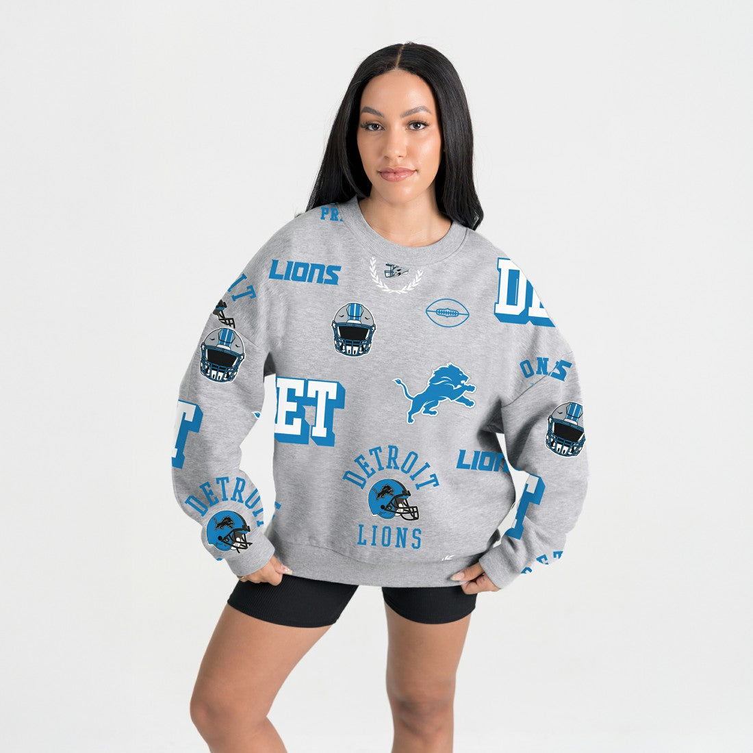 Detroit Lions Gameday Couture Women's Always On Repeat Fleece Sweatshirt Heather Gray