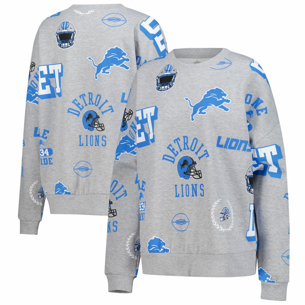 Detroit Lions Gameday Couture Women's Always On Repeat Fleece Sweatshirt Heather Gray