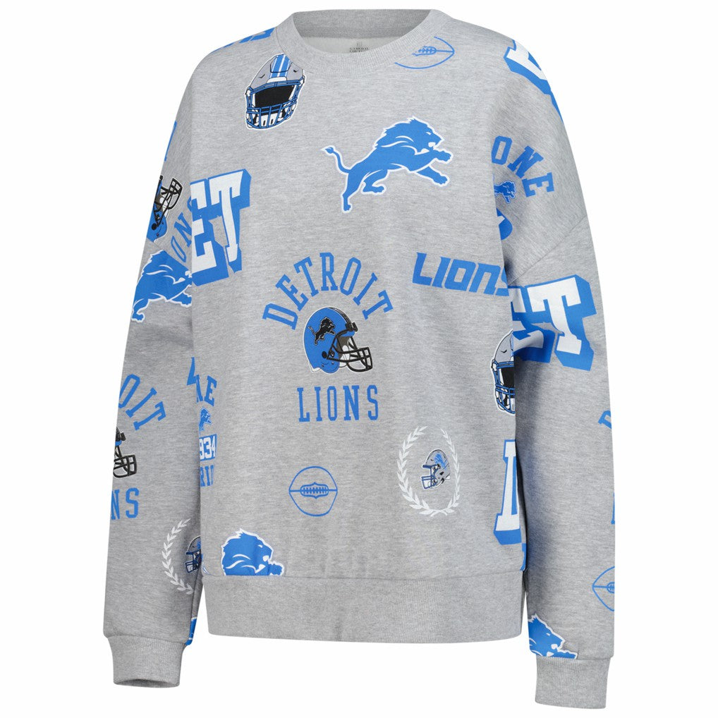 Detroit Lions Gameday Couture Women's Always On Repeat Fleece Sweatshirt Heather Gray