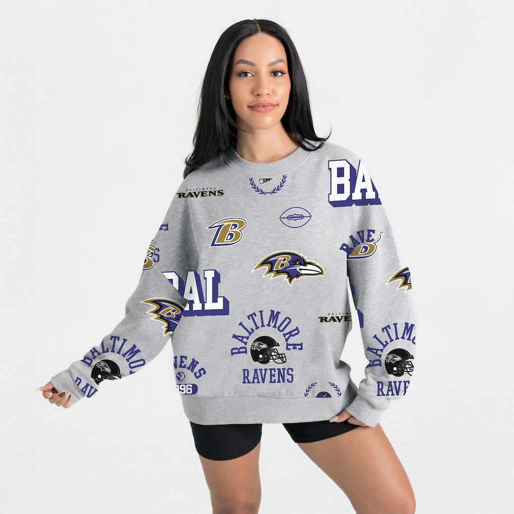 Baltimore Ravens Gameday Couture Women's Always On Repeat Fleece Sweatshirt Heather Gray