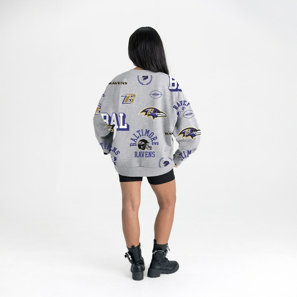 Baltimore Ravens Gameday Couture Women's Always On Repeat Fleece Sweatshirt Heather Gray