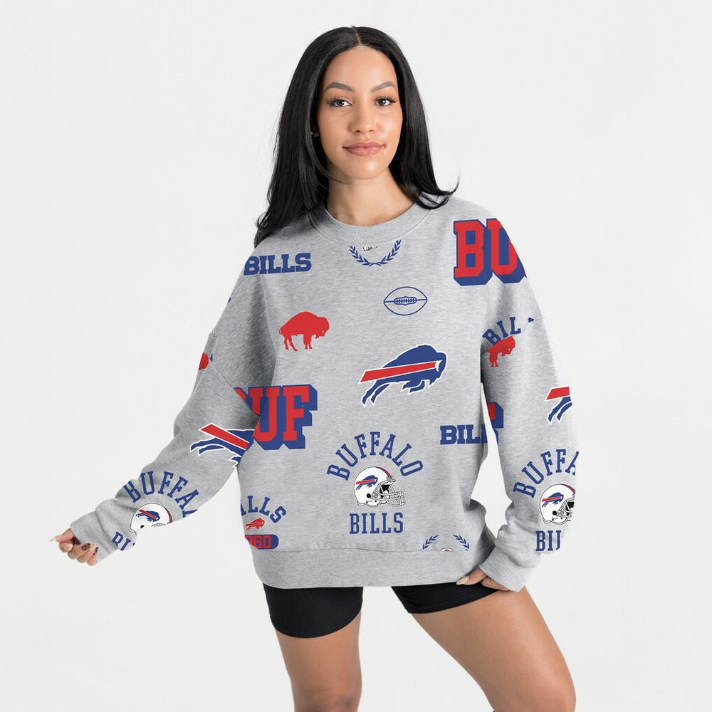 Buffalo Bills Gameday Couture Women's Always On Repeat Fleece Sweatshirt Heather Gray