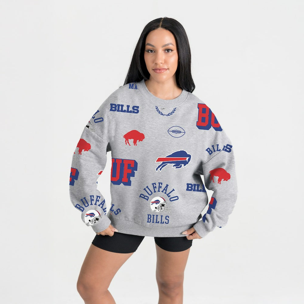 Buffalo Bills Gameday Couture Women's Always On Repeat Fleece Sweatshirt Heather Gray