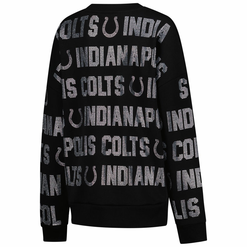 Indianapolis Colts Gameday Couture Women's Oversized Hype Era Rhinestone Text Sweatshirt Black