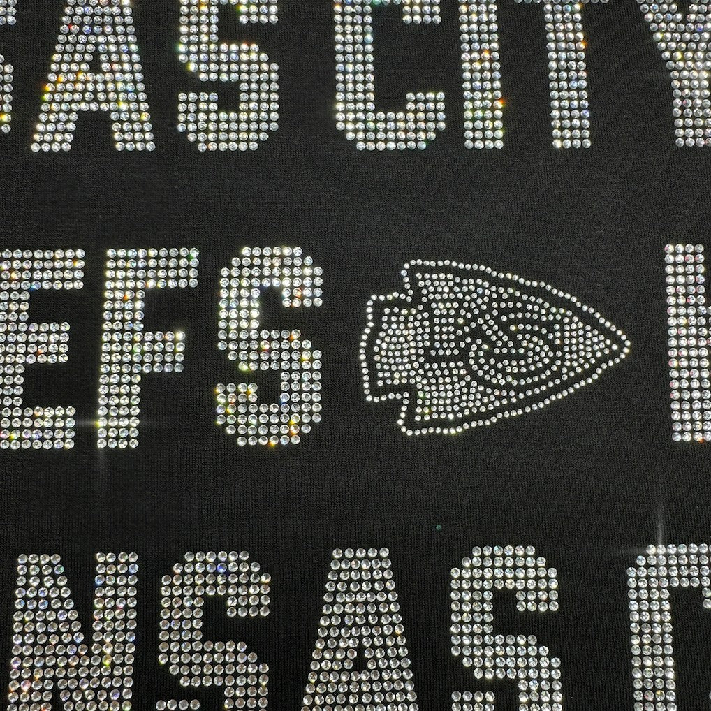 Kansas City Chiefs Gameday Couture Women's Oversized Hype Era Rhinestone Text Sweatshirt Black
