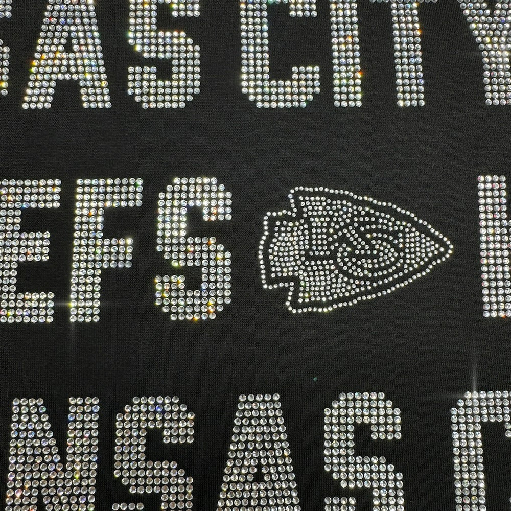 Kansas City Chiefs Gameday Couture Women's Oversized Hype Era Rhinestone Text Sweatshirt Black