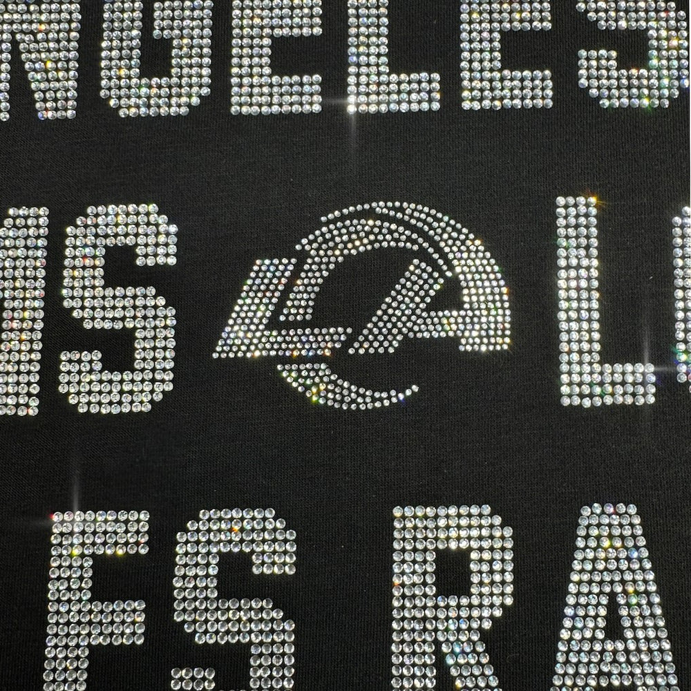 Los Angeles Rams Gameday Couture Women's Oversized Hype Era Rhinestone Text Sweatshirt Black