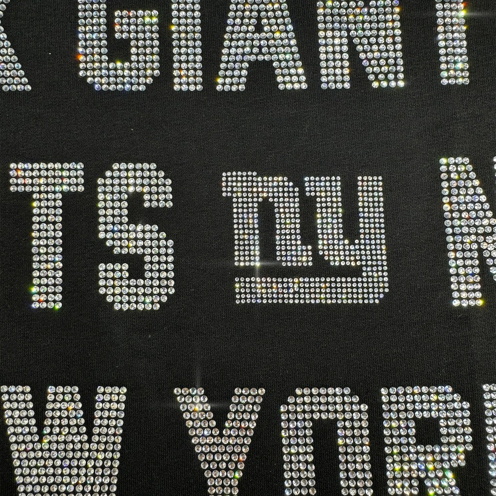 New York Giants Gameday Couture Women's Oversized Hype Era Rhinestone Text Sweatshirt Black