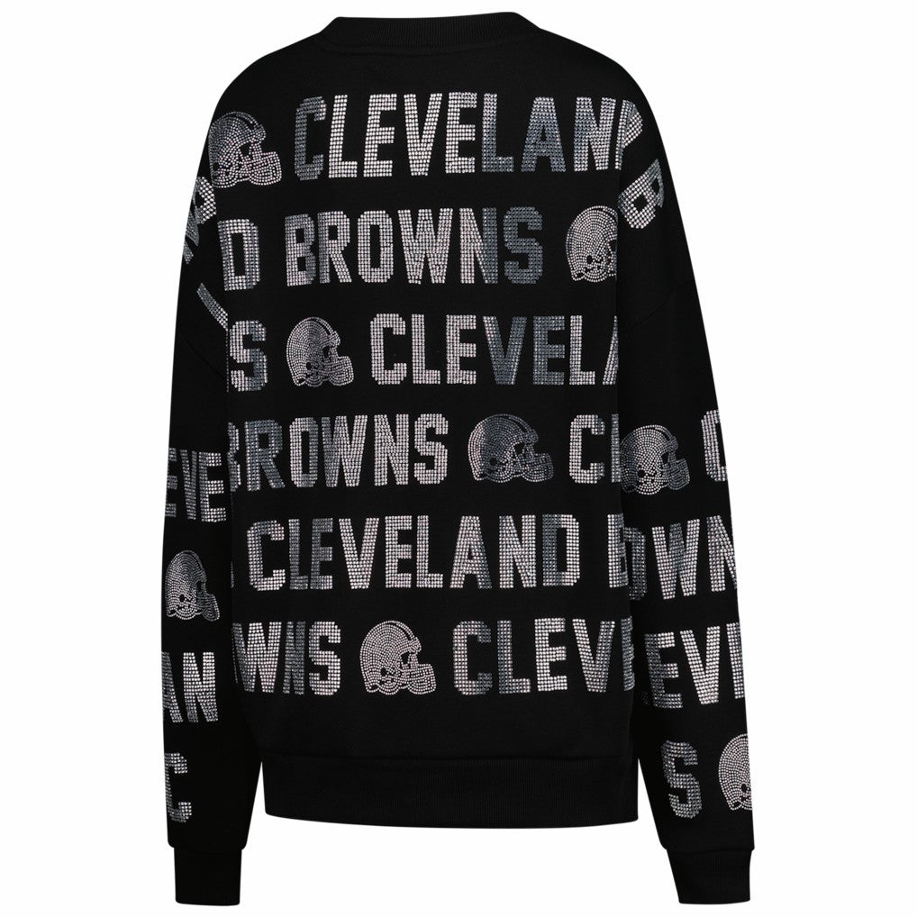 Cleveland Browns Gameday Couture Women's Oversized Hype Era Rhinestone Text Sweatshirt Black