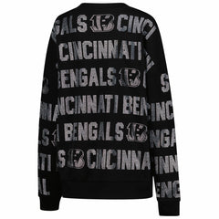 Cincinnati Bengals Gameday Couture Women's Oversized Hype Era Rhinestone Text Sweatshirt Black