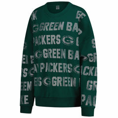 Green Bay Packers Gameday Couture Women's Oversized Hype Era Rhinestone Text Sweatshirt Green