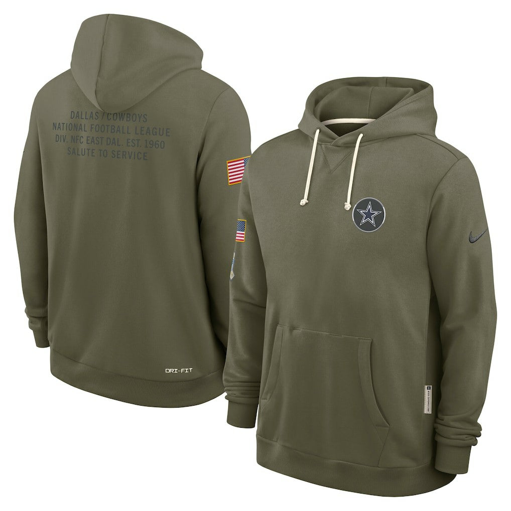 Dallas Cowboys 2025 Salute to Service Sideline Standard Issue Dri-FIT Hoodie Olive