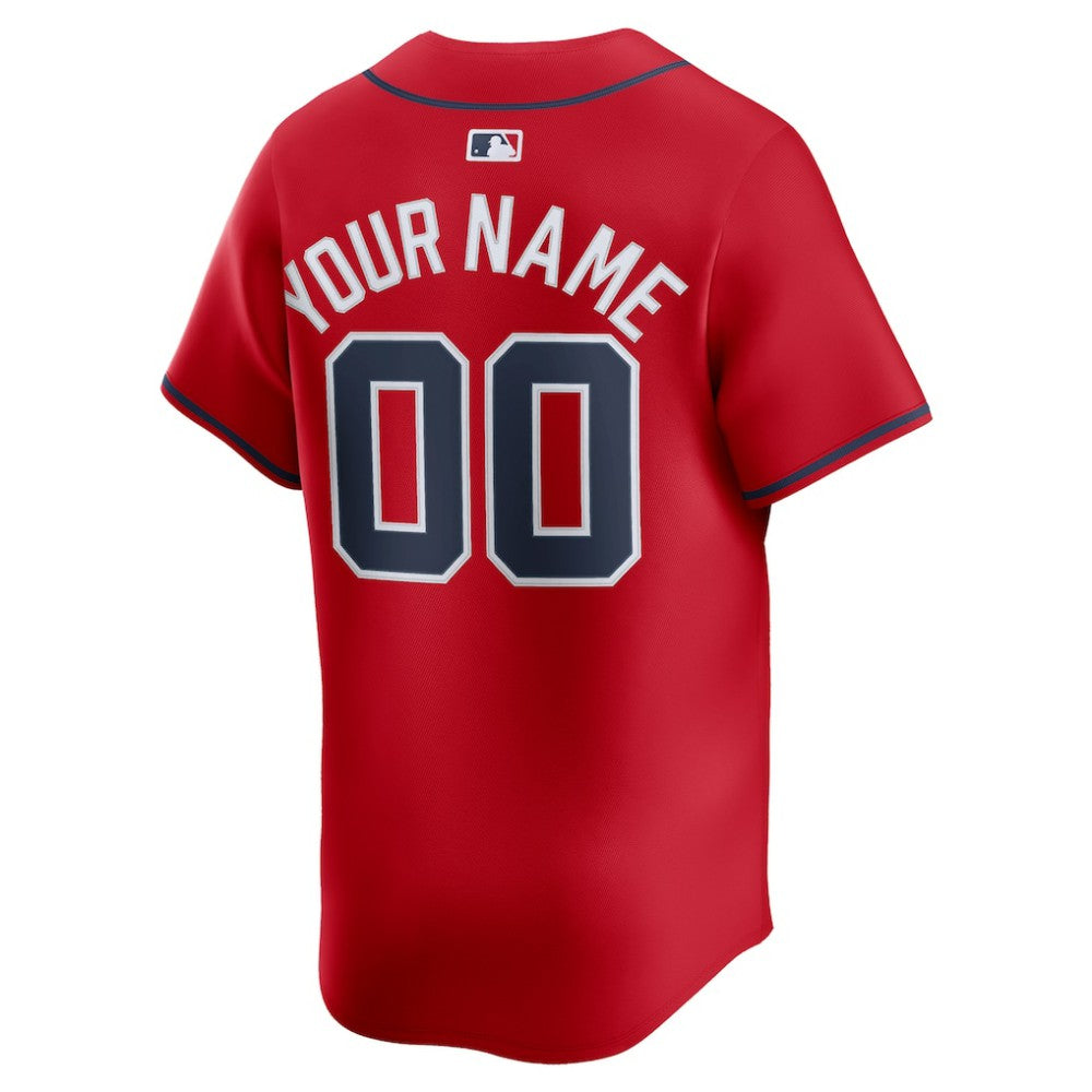 Atlanta Braves Nike Alternate Limited Custom Jersey - Red Jerseys
