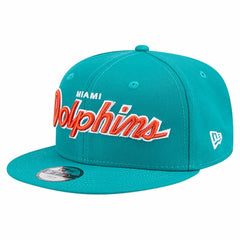 Miami Dolphins New Era Youth Main Script 9FIFTY Snapback Hat Aqua