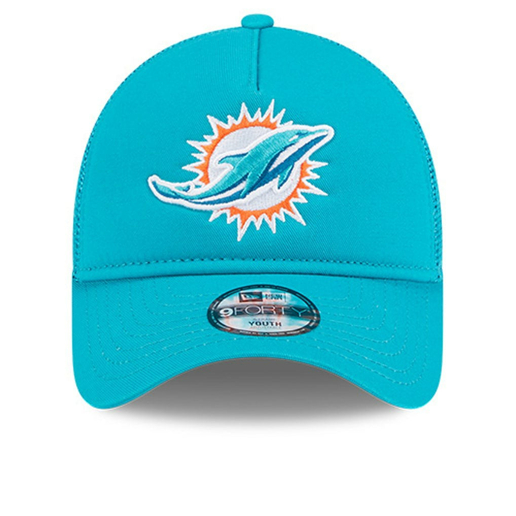 Miami Dolphins New Era Youth Main A-Frame 9FORTY Adjustable Hat Aqua