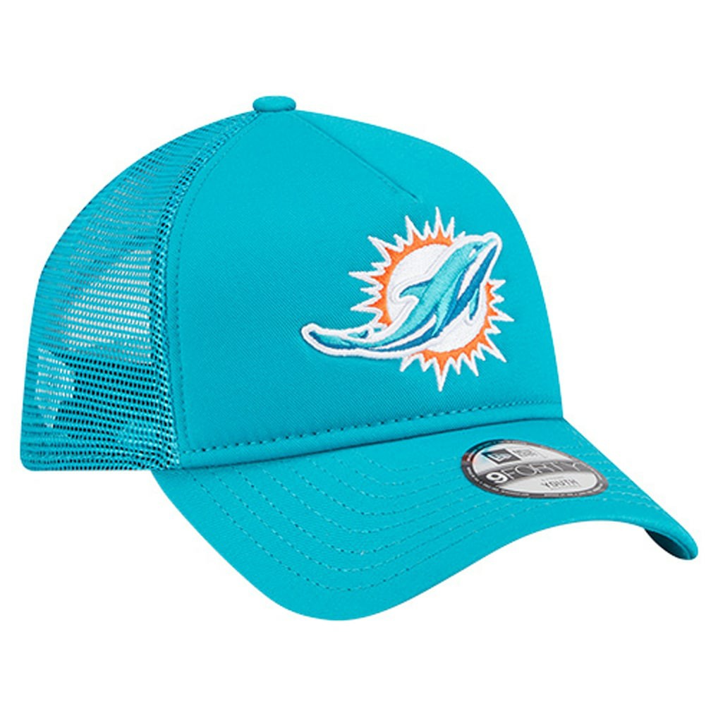 Miami Dolphins New Era Youth Main A-Frame 9FORTY Adjustable Hat Aqua