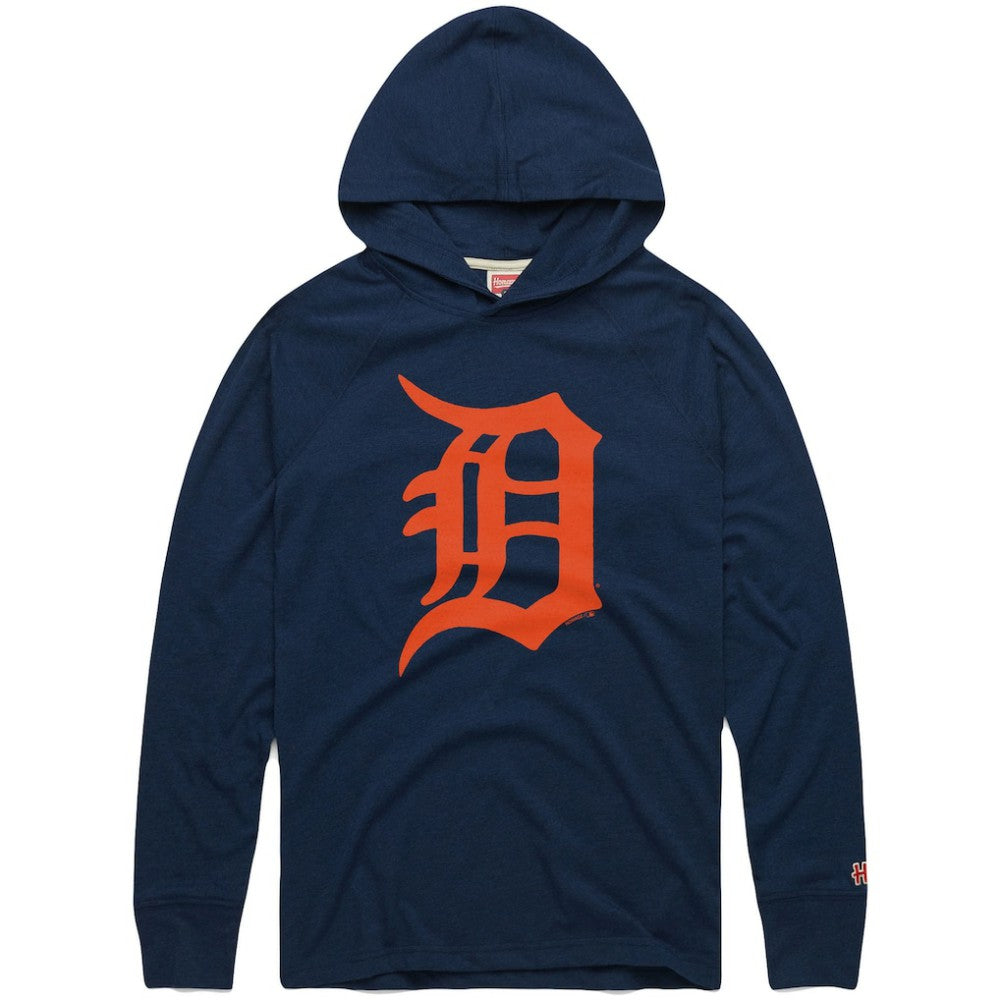 Detroit Tigers Homage Lightweight Raglan Tri-Blend Pullover Hoodie - Navy Hoodies