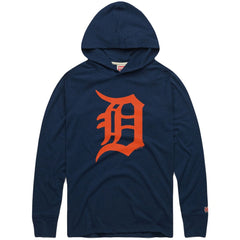 Detroit Tigers Homage Lightweight Raglan Tri-Blend Pullover Hoodie - Navy Hoodies