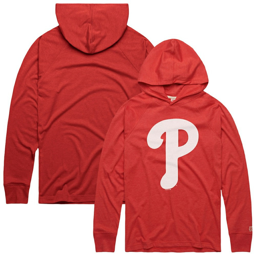 Philadelphia Phillies Homage Lightweight Raglan Tri-Blend Pullover Hoodie - Red Hoodies