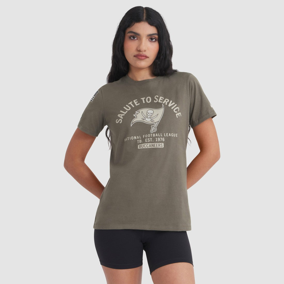 Tampa Bay Buccaneers Women's 2025 Salute to Service Sideline T-Shirt Olive