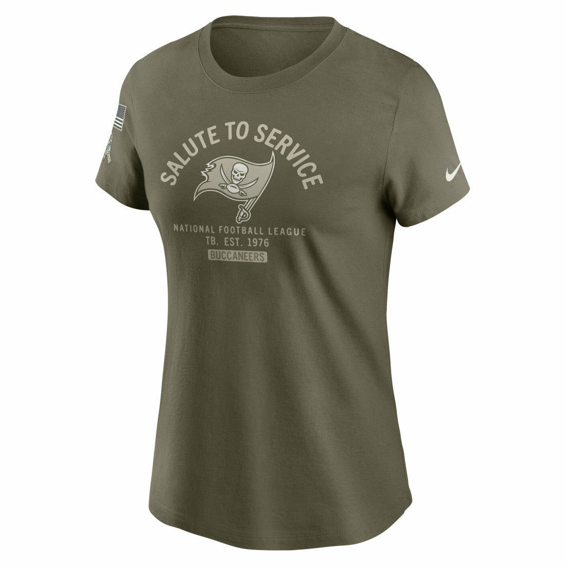 Tampa Bay Buccaneers Women's 2025 Salute to Service Sideline T-Shirt Olive