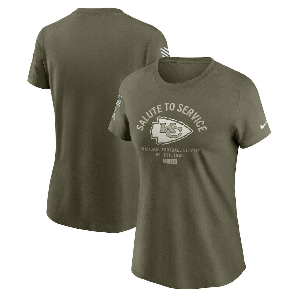 Kansas City Chiefs Women's 2025 Salute to Service Sideline T-Shirt Olive