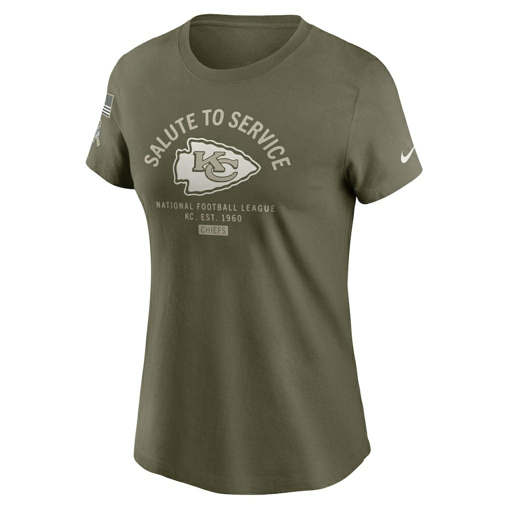 Kansas City Chiefs Women's 2025 Salute to Service Sideline T-Shirt Olive