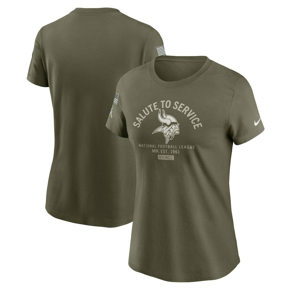 Minnesota Vikings Women's 2025 Salute to Service Sideline T-Shirt Olive