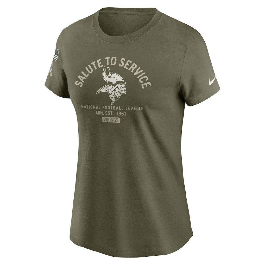 Minnesota Vikings Women's 2025 Salute to Service Sideline T-Shirt Olive