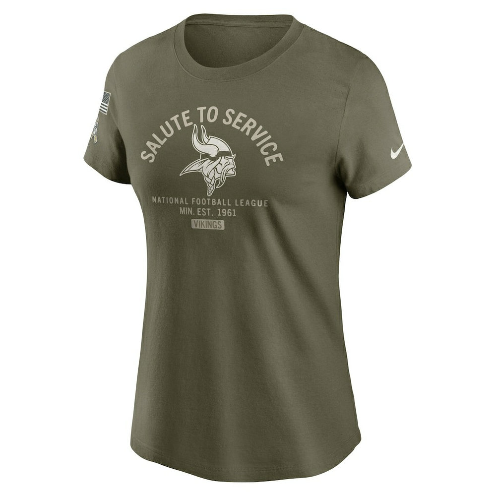 Minnesota Vikings Women's 2025 Salute to Service Sideline T-Shirt Olive