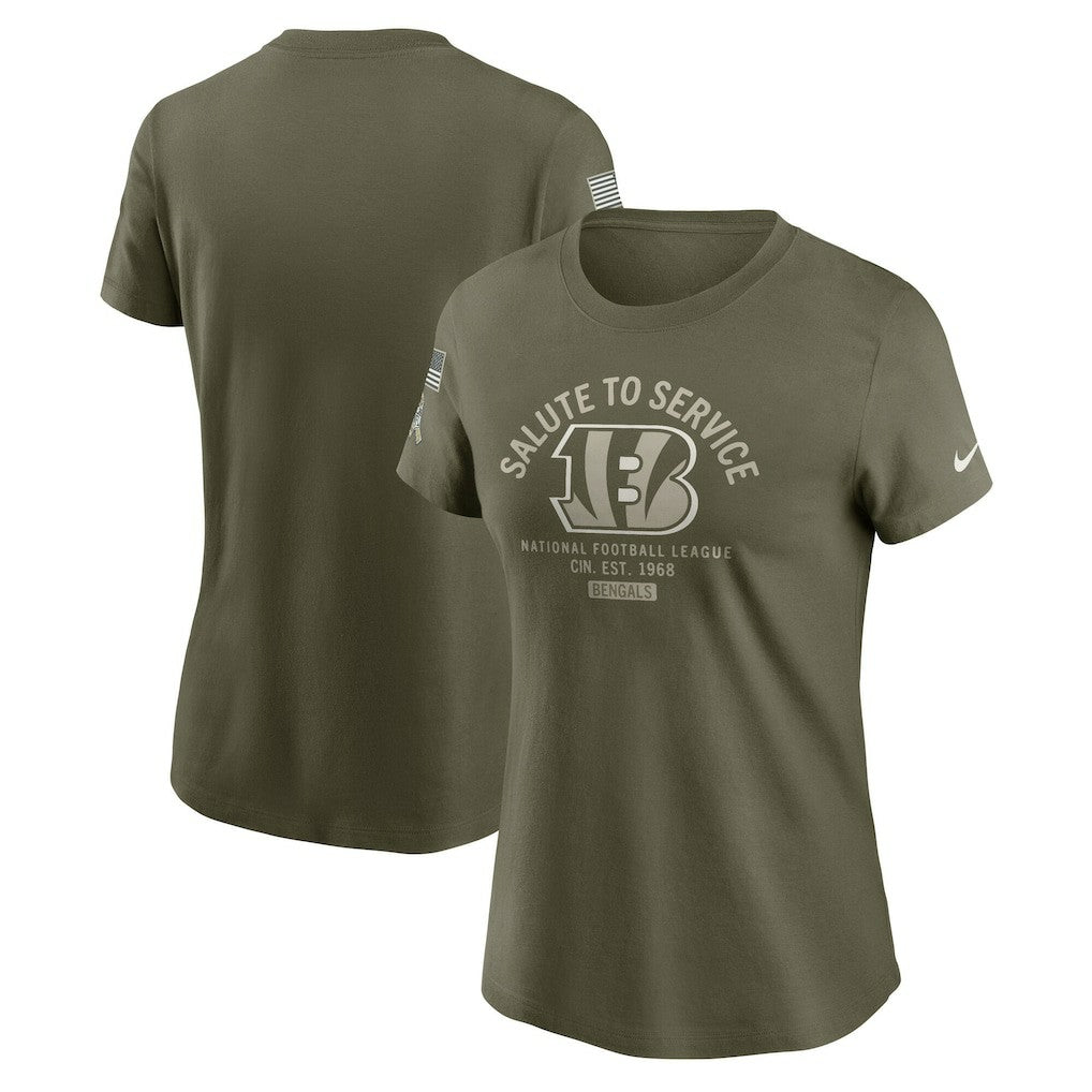 Cincinnati Bengals Women's 2025 Salute to Service Sideline T-Shirt Olive
