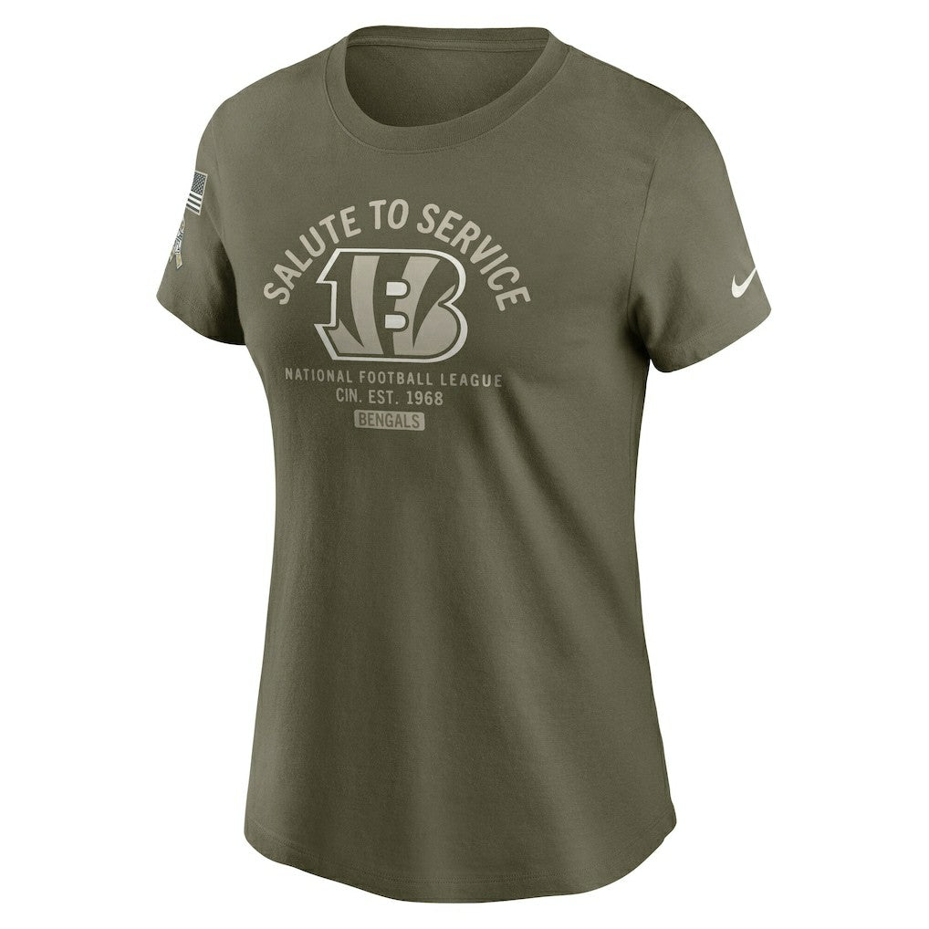 Cincinnati Bengals Women's 2025 Salute to Service Sideline T-Shirt Olive