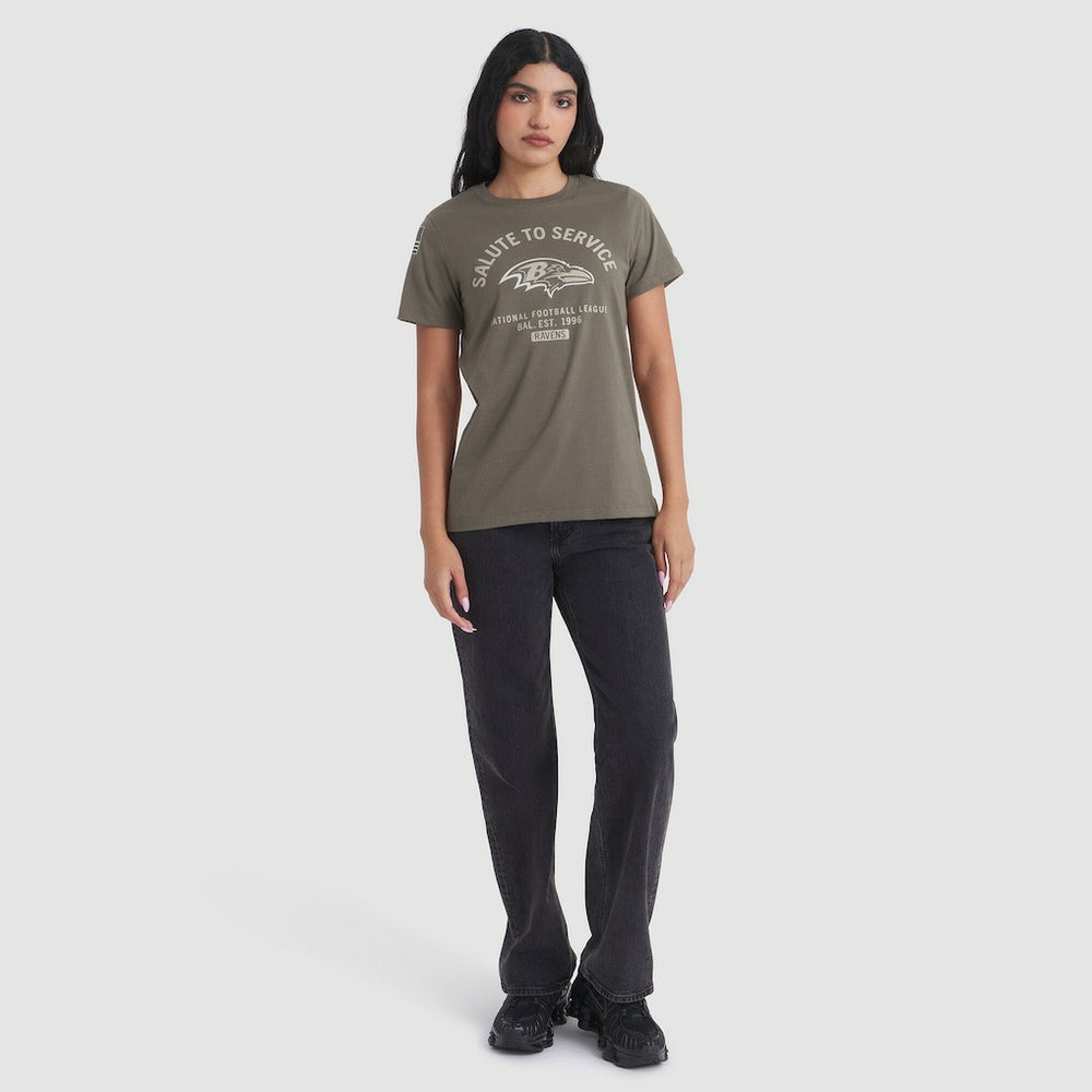 Baltimore Ravens Women's 2025 Salute to Service Sideline T-Shirt Olive