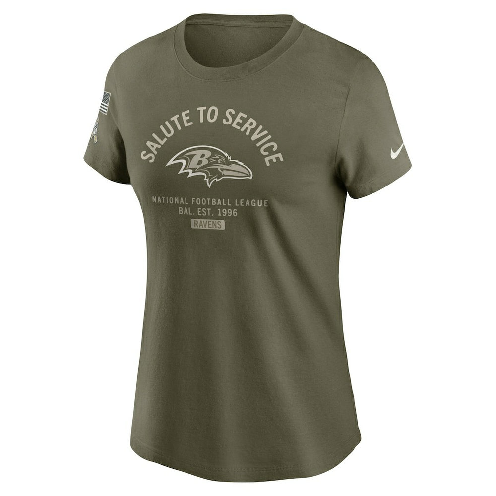 Baltimore Ravens Women's 2025 Salute to Service Sideline T-Shirt Olive