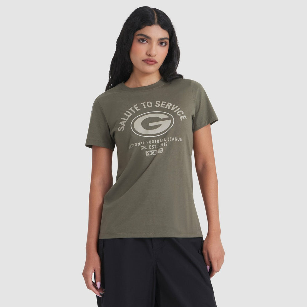Green Bay Packers Women's 2025 Salute to Service Sideline T-Shirt Olive
