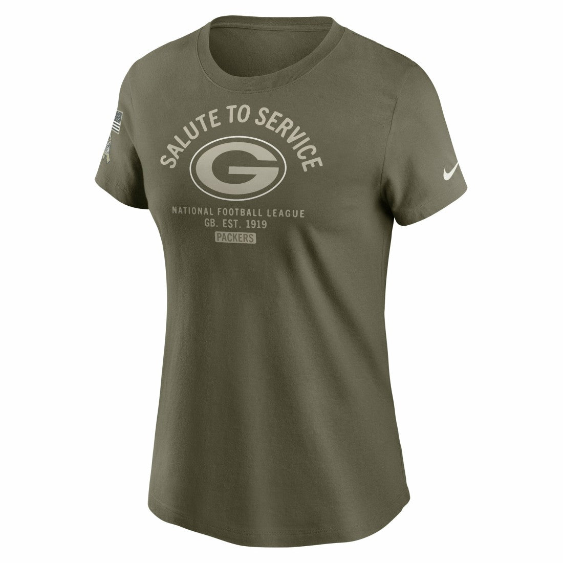 Green Bay Packers Women's 2025 Salute to Service Sideline T-Shirt Olive