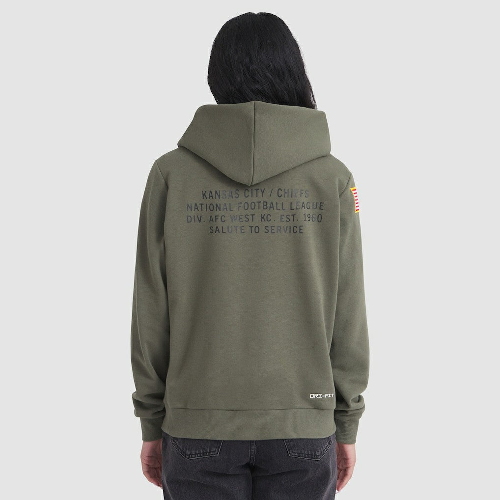 Kansas City Chiefs Women's 2025 Salute to Service Sideline Standard Issue Dri-FIT Hoodie Olive