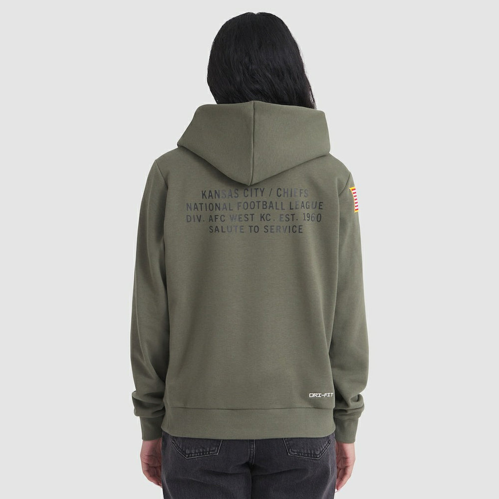 Kansas City Chiefs Women's 2025 Salute to Service Sideline Standard Issue Dri-FIT Hoodie Olive