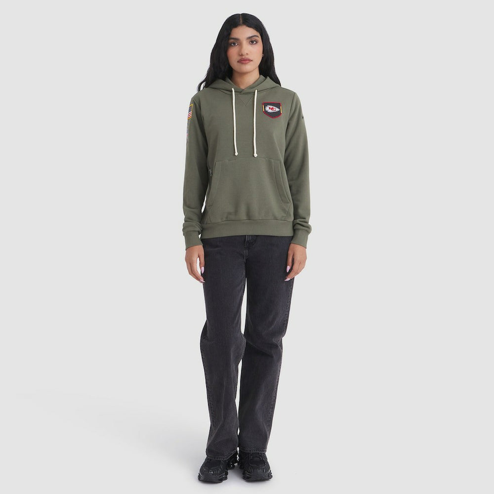 Kansas City Chiefs Women's 2025 Salute to Service Sideline Standard Issue Dri-FIT Hoodie Olive